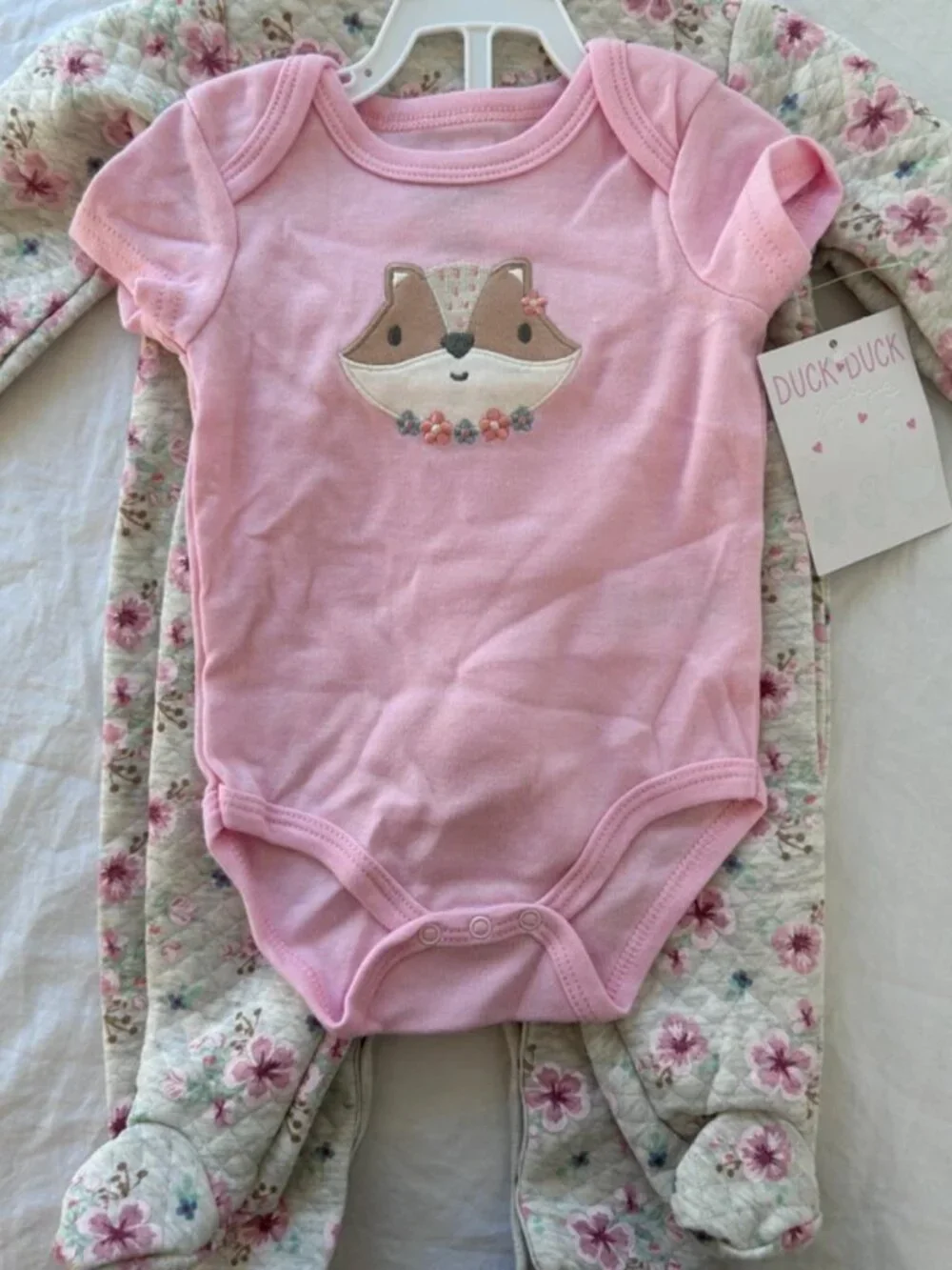 Duck Duck Goose Baby Girl 2 Piece Quilted Set- 3-6M
